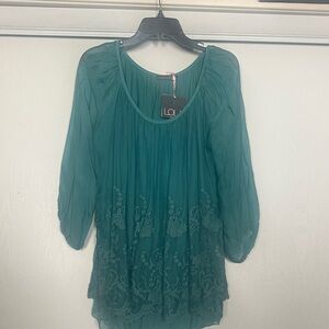 🆕Lola Teal Embroidered Blouse